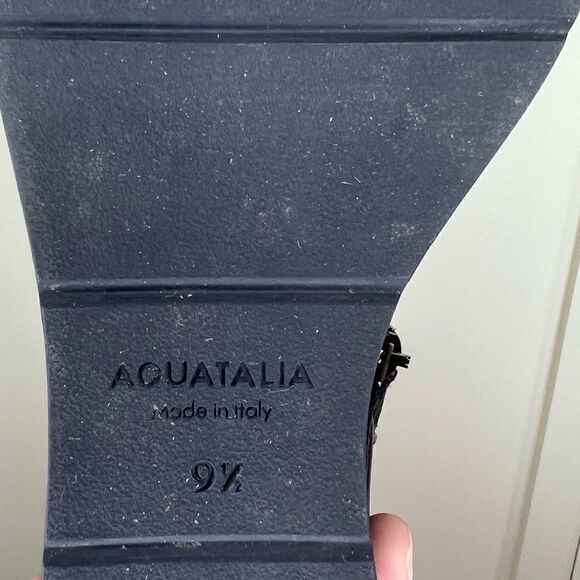 Aquatalia Black Weatherproof Judy Tumbled Calf Leather Wedge Heel Booties 9.5 - Picture 15 of 15